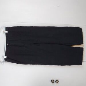 Linden Hill Black Silk Wide Leg Capri Pants Stretch Flowy Pockets Neutral Sz.M